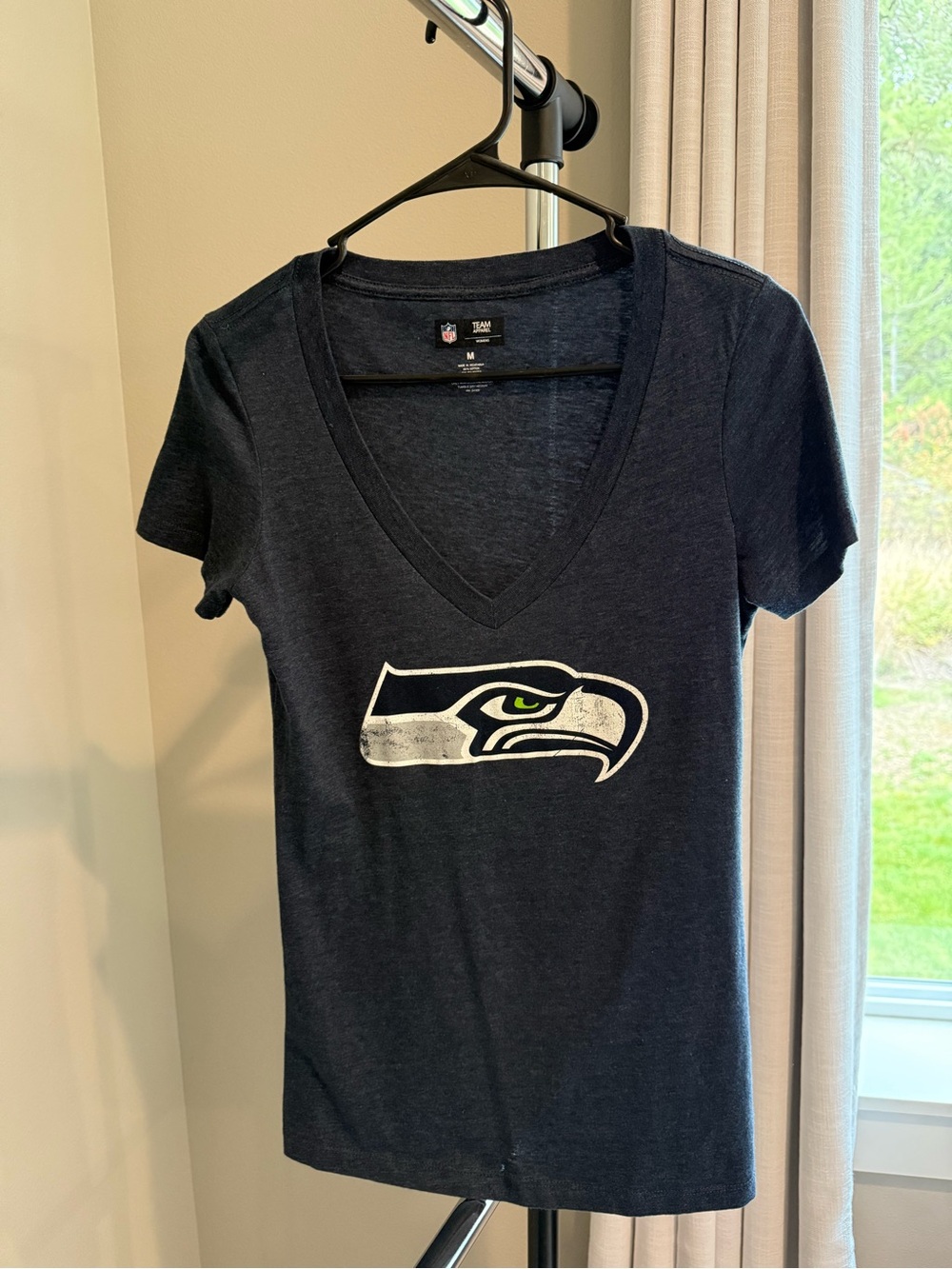 Seattle Seahawks Women's Navy V-Neck Tee